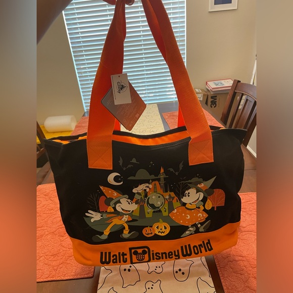 Disney Halloween Tote with Mickey and Minnie in Black and Orange - Picture 1 of 1